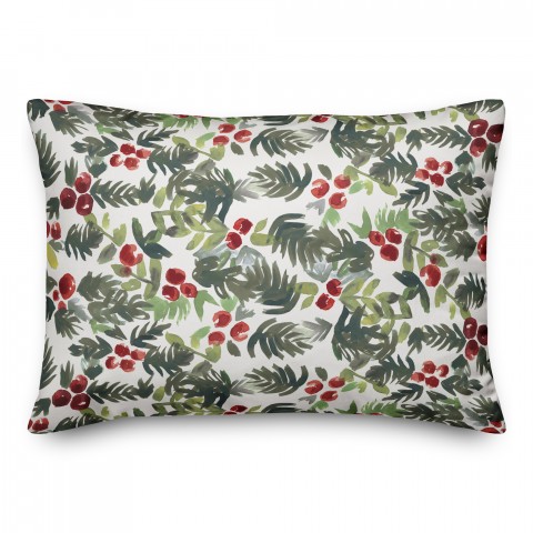 Watercolor Holly 14x20 Spun Poly Pillow