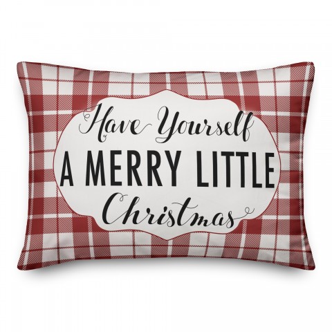 Have Yourself A Merry Little Christmas Plaid 14x20 Spun Poly Pillow
