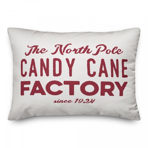 The North Pole Candy Cane Factory 14x20 Spun Poly Pillow