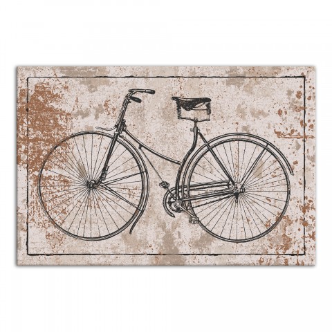 Black Vintage Bike on Spackle Beige 16x24 Canvas Wall Art