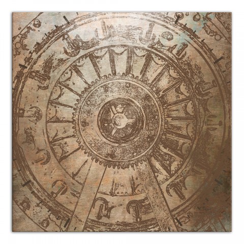 Bronze Distressed Gear 12x12 Canvas Wall Art