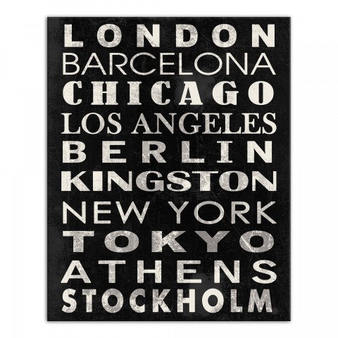 Major City Names 16x20 Canvas Wall Art