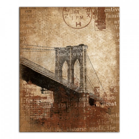 Brooklyn Bridge Distressed 16x20 Canvas Wall Art