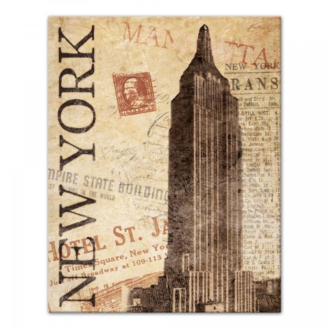 New York Empire State Distressed 11x14 Canvas Wall Art