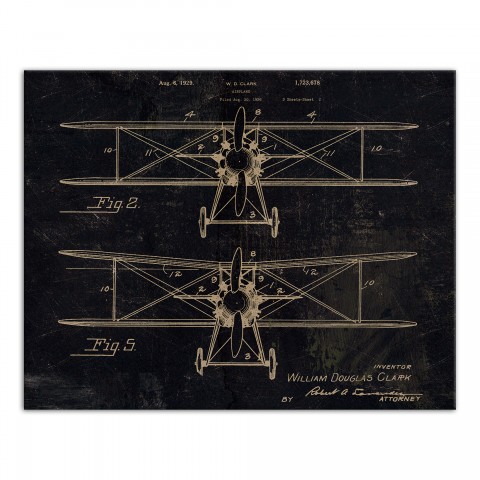 Vintage Airplane Patent 11x14 Canvas Wall Art