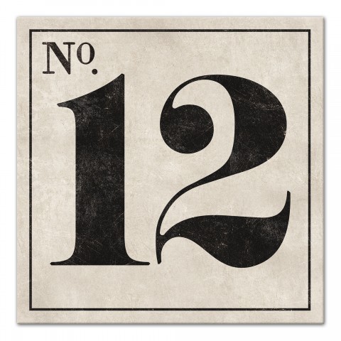 Vintage Number 12 Sign 12x12 Canvas Wall Art