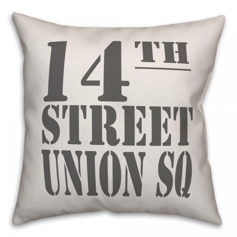 Vintage Sign 14th Street Union Square 18x18 Spun Poly Pillow