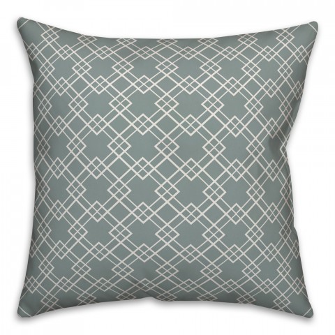 Blue Gray Geometric Pattern 18x18 Spun Poly Pillow