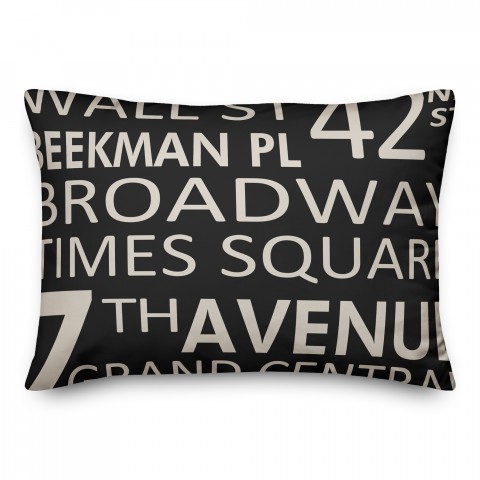 New York City Street Names 14x20 Spun Poly Pillow