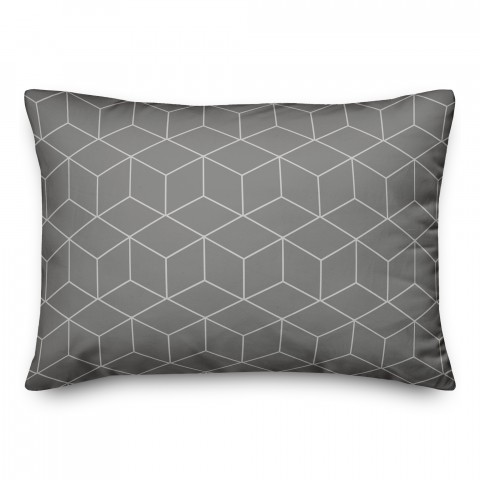 Gray Geometric Pattern Squares 14x20 Spun Poly Pillow