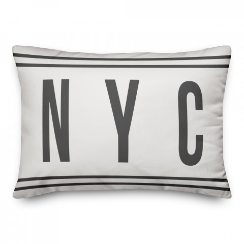 NYC Gray and White Stripes 14x20 Spun Poly Pillow