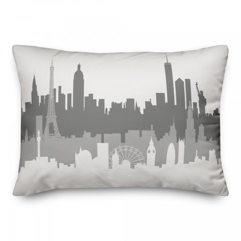 London Paris New York Skyline 14x20 Spun Poly Pillow