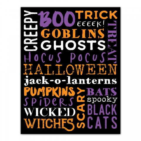 Halloween Words 11x14 Canvas Wall Art