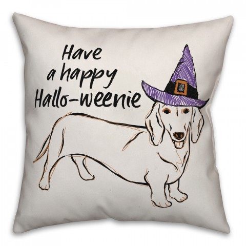 Happy Hallo-weenie 18x18 Spun Poly Pillow