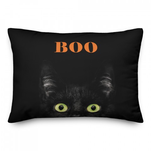 Boo Halloween Cat 14x20 Spun Poly Pillow