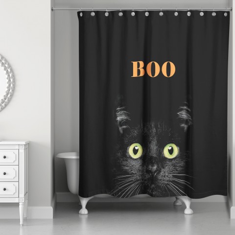 Boo Halloween Cat 71x74 Shower Curtain