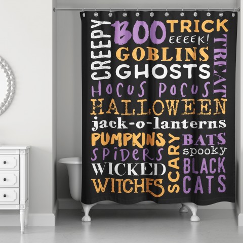 Halloween Words 71x74 Shower Curtain
