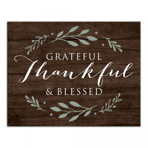 Gratful Thankful & Blessed 11x14 Canvas Wall Art