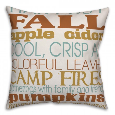 Harvest Words 18x18 Spun Poly Pillow
