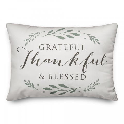 Grateful Thankful & Blessed 14x20 Spun Poly Pillow