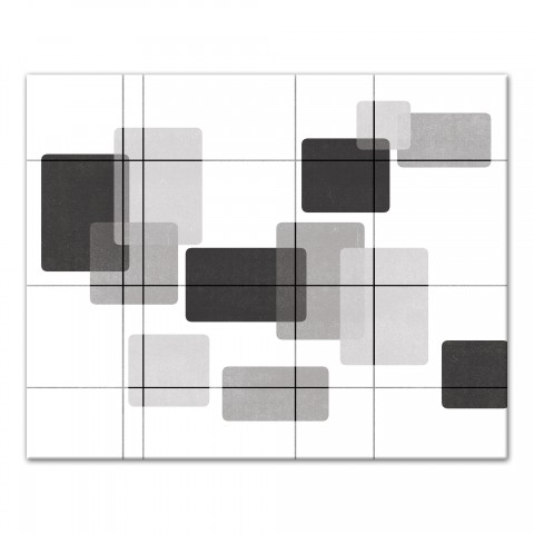 Mid-Mod Black and White Rectangles 16x20 Canvas Wall Art