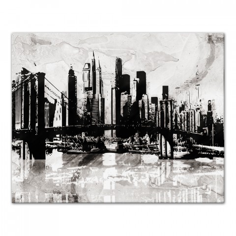 Black and White Graffiti City Skyline 16x20 Canvas Wall Art