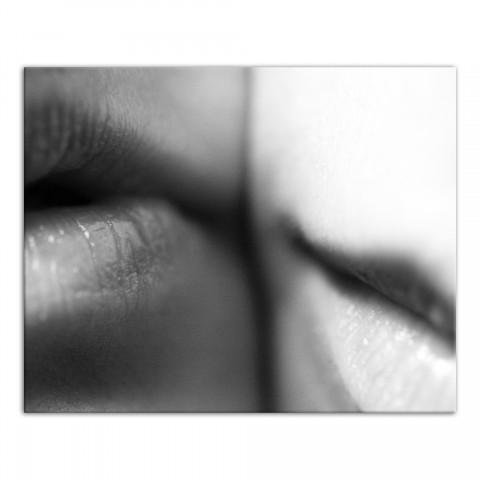 Two Lips Black and White 16x20 Canvas Wall Art