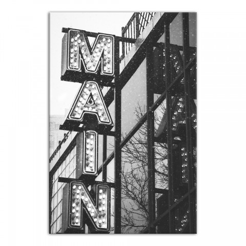Black and White Main Street City Sign 11x14 Canvas Wall Art