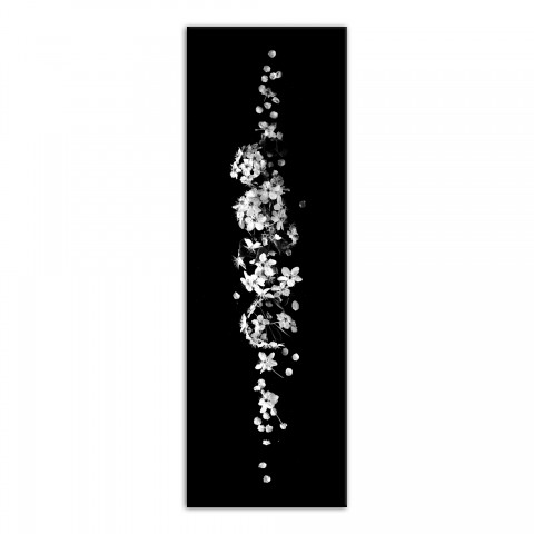 Black and White Floral Midline 12x36 Canvas Wall Art