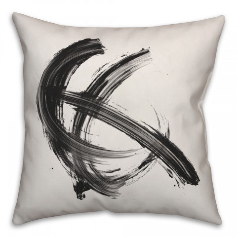 Black Brush Strokes 18x18 Spun Poly Pillow