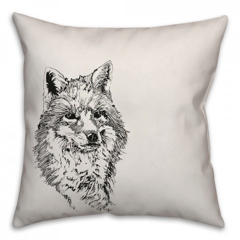 Fox Sketch 18x18 Spun Poly Pillow