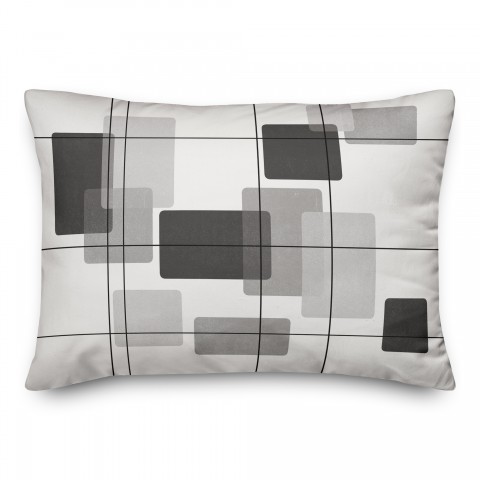 Mid-Mod Black and White Rectangles 14x20 Spun Poly Pillow