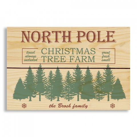 North Pole Christmas Tree Farm 10.5x7 Personalized Pallet Wood Art