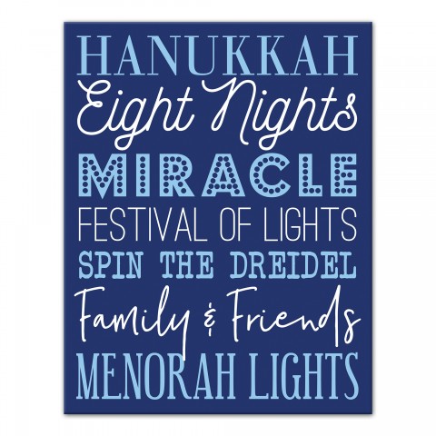 Hanukkah Words 11x14 Canvas Wall Art