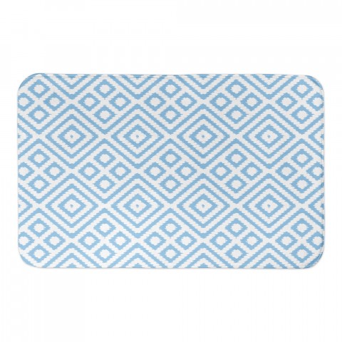 Blue Ikat Print 34x21 Bath Mat