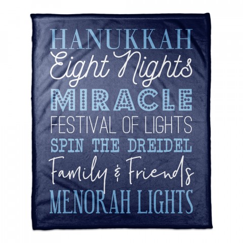 Hanukkah Words 50x60 Coral Fleece Blanket