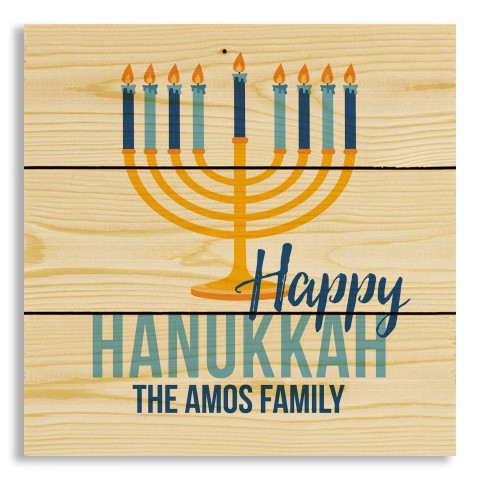 Happy Hanukkah 10.5x10.5 Personalized Pallet Wood Art