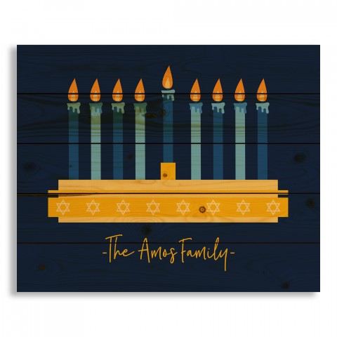 Lit Menorah 22x18 Personalized Pallet Wood Art
