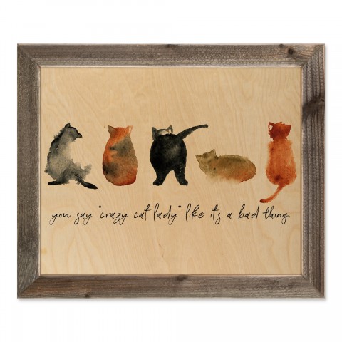Crazy Cat Lady 20x16 Framed Wood Print