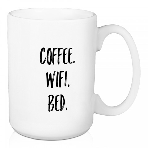 Coffee. Wifi. Bed. 15 oz Mug