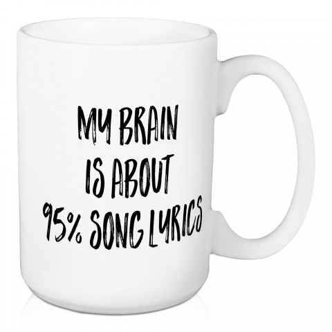 My Brain Is About 95% Song Lyrics 15 oz Mug