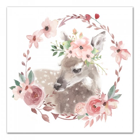 Floral Fawn 16x16 Canvas Wall Art