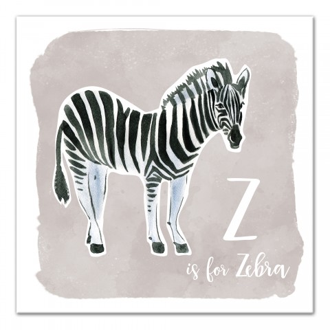 Z is for Zebra 16x16 Canvas Wall Art