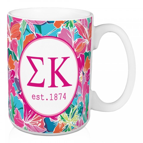 Sigma Kappa Bright Florals 15 oz Mug