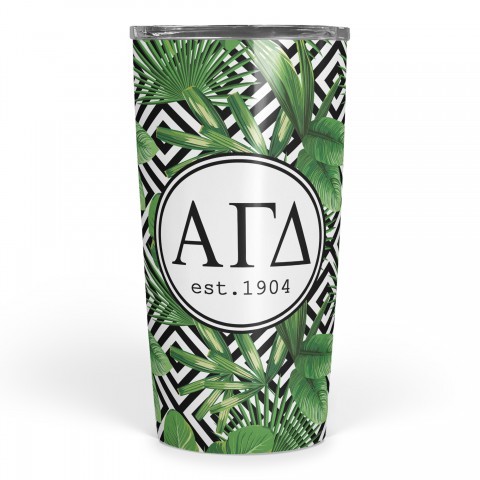 Alpha Gamma Delta Tropical Palm 20 oz Tumbler