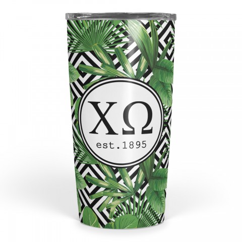Chi Omega Tropical Palm 20 oz Tumbler