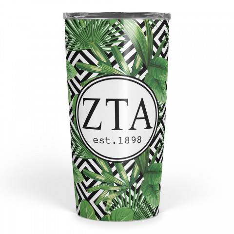 Zeta Tau Alpha Tropical Palm 20 oz Tumbler
