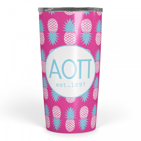 Alpha Omicron Pi Tropical Pineapple 20 oz Tumbler