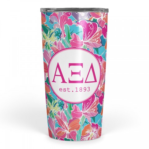 Alpha Xi Delta Bright Florals 20 oz Tumbler
