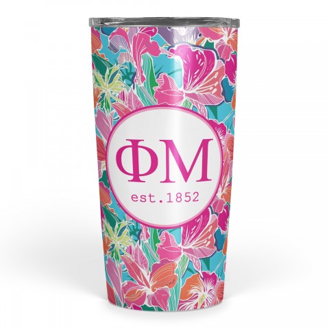 Phi Mu Bright Florals 20 oz Tumbler
